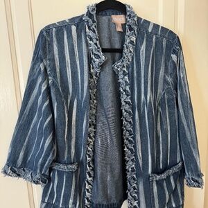 Chicos denim blazer unique boho style denim type tie dye size 3